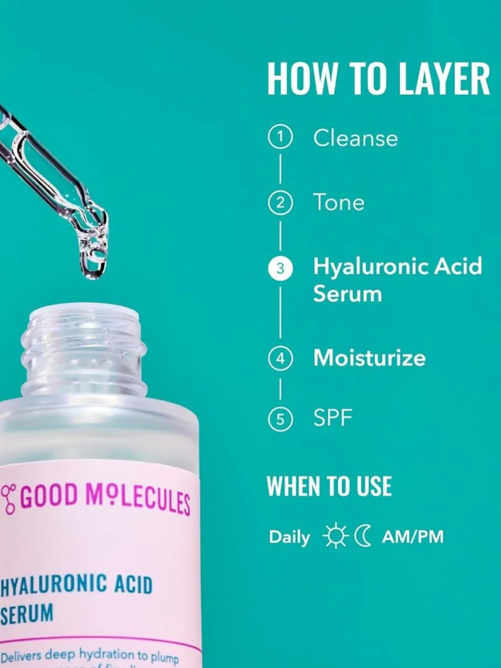 Good Molecules Hyaluronic Acid Serum for Face, Hydrating Serum, 1 fl oz
